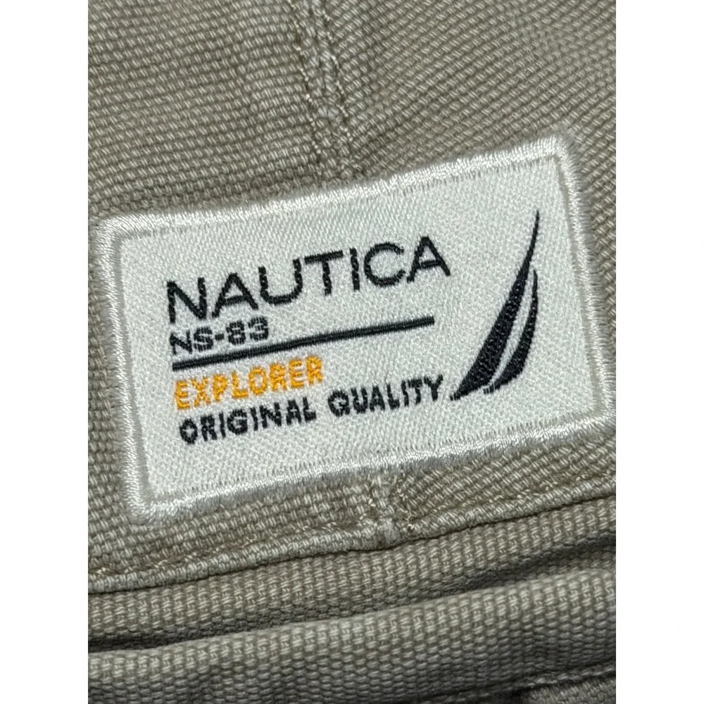 Nautica Explorer Mens Loose Fit Cargo Pants Tan Khaki Cotton Canvas 34x30